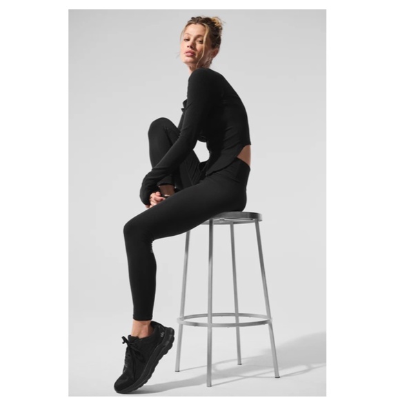 ALO YOGA Alosoft High-Waist 7/8 Highlight Leggings Black Size Small - Picture 4 of 14